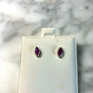 Small Ruby Gemstone faceted earring studs in 925 sterling silver